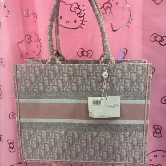💫LARGE Dior💫 BOOK TOTE Pink Embroidery - Picture 5 of 7